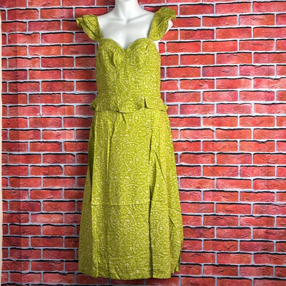 Band of the Free Sleeveless Ruffle Smocked Midi‎ Floral Boho Dress NWT